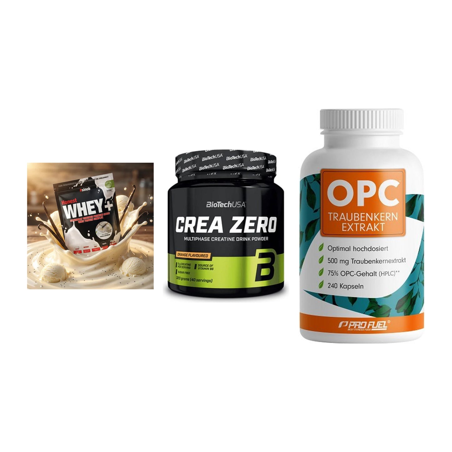 Einsteiger-Set: Sinob Honest + BioTech Crea + ProFuel OPC – alle enthaltenen Artikel