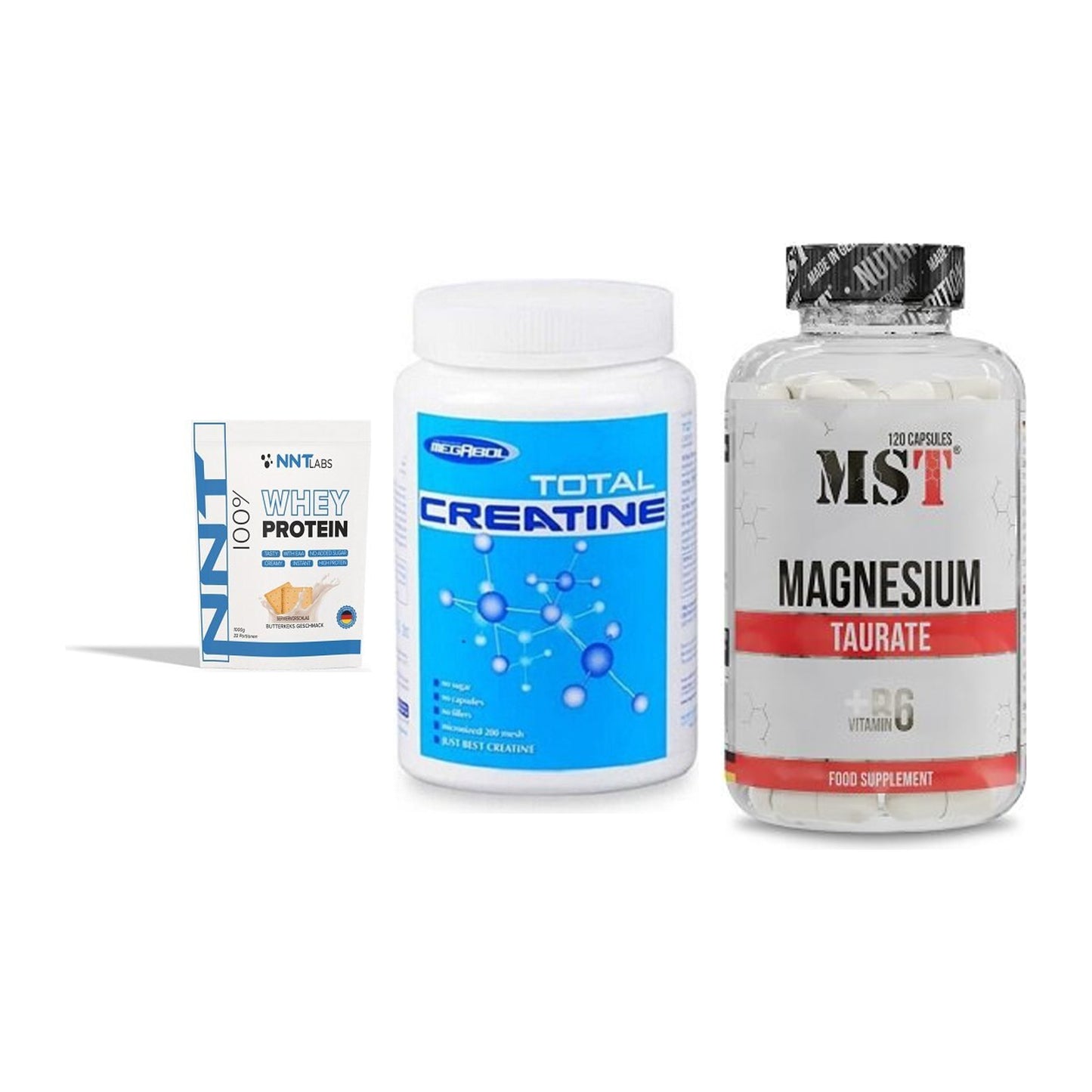 Einsteiger-Set: NNT Whey + Megabol Total + MST Magnesium – alle enthaltenen Artikel