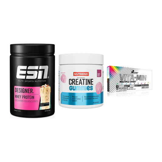 Einsteiger-Set: ESN Designer + Nutrend Creatine + Olimp Vita-Min – alle enthaltenen Artikel