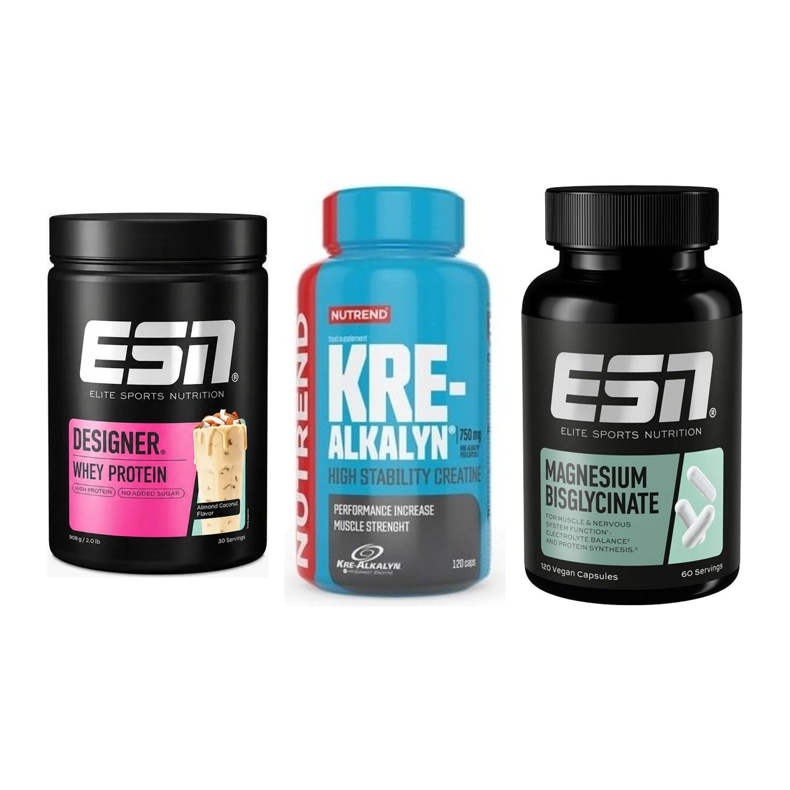Einsteiger-Set: ESN Designer + Nutrend Kre-Alka + ESN Magnesium – alle enthaltenen Artikel