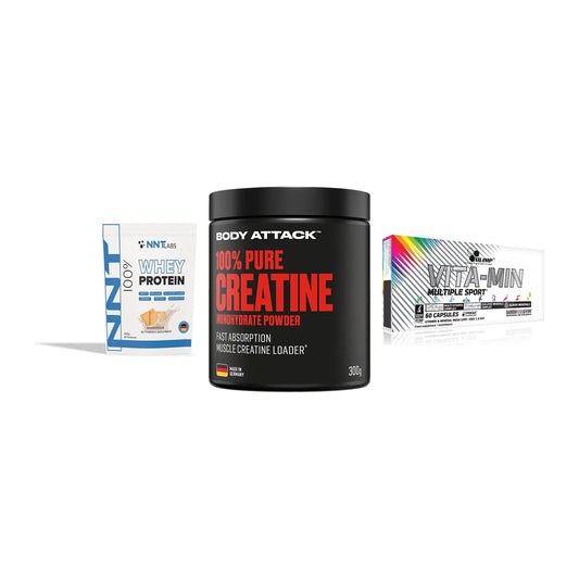 Einsteiger-Set: NNT Whey + Body Attack 100% + Olimp Vita-Min – alle enthaltenen Artikel