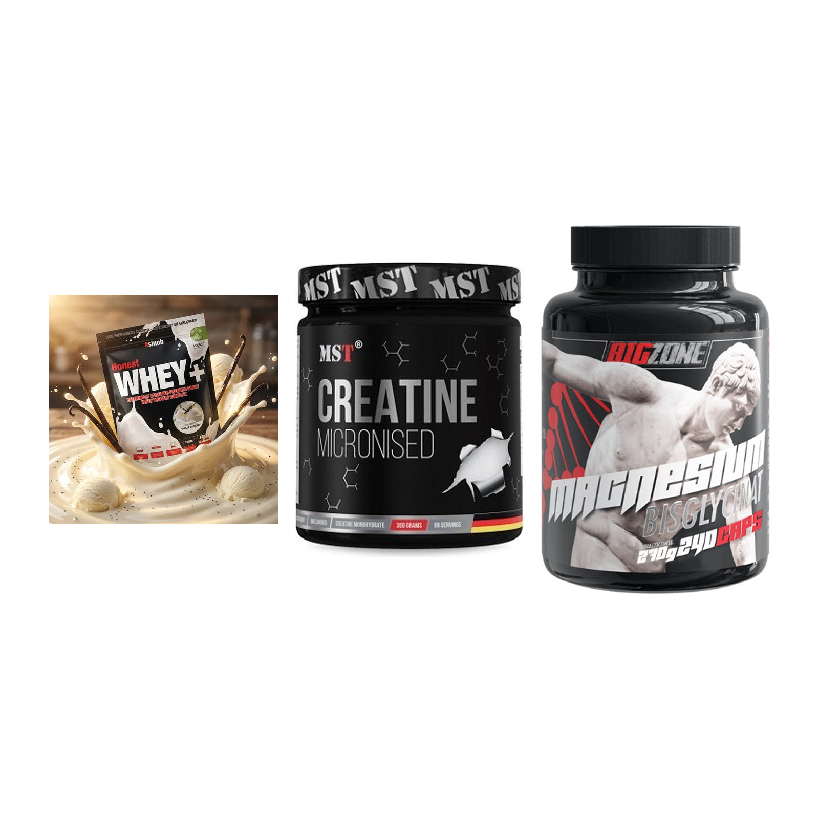 Einsteiger-Set: Sinob Honest + MST Creatin + Big Zone Magnesi – alle enthaltenen Artikel
