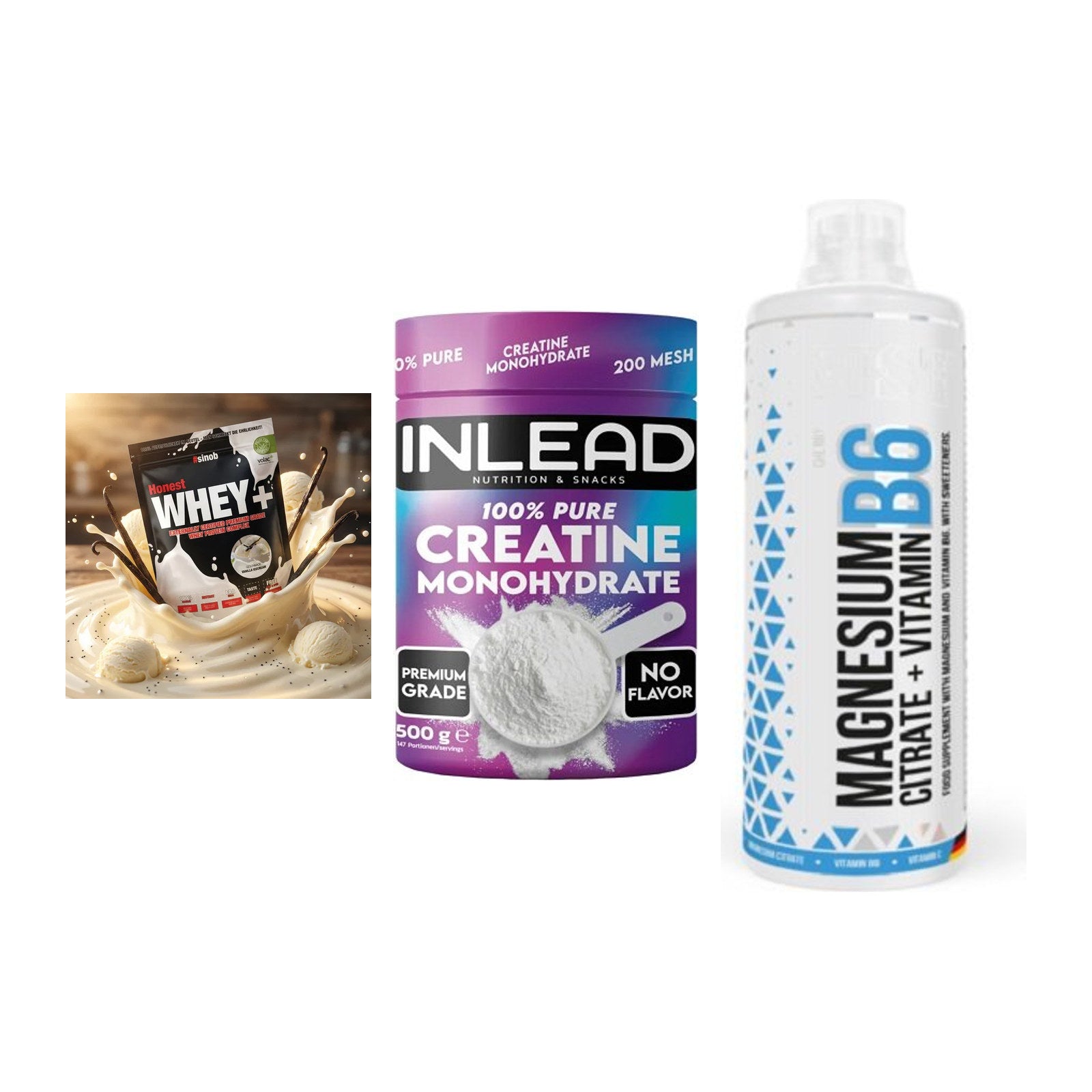 Einsteiger-Set: Sinob Honest + INLEAD Creatine + MST Magnesium B6 – alle enthaltenen Artikel