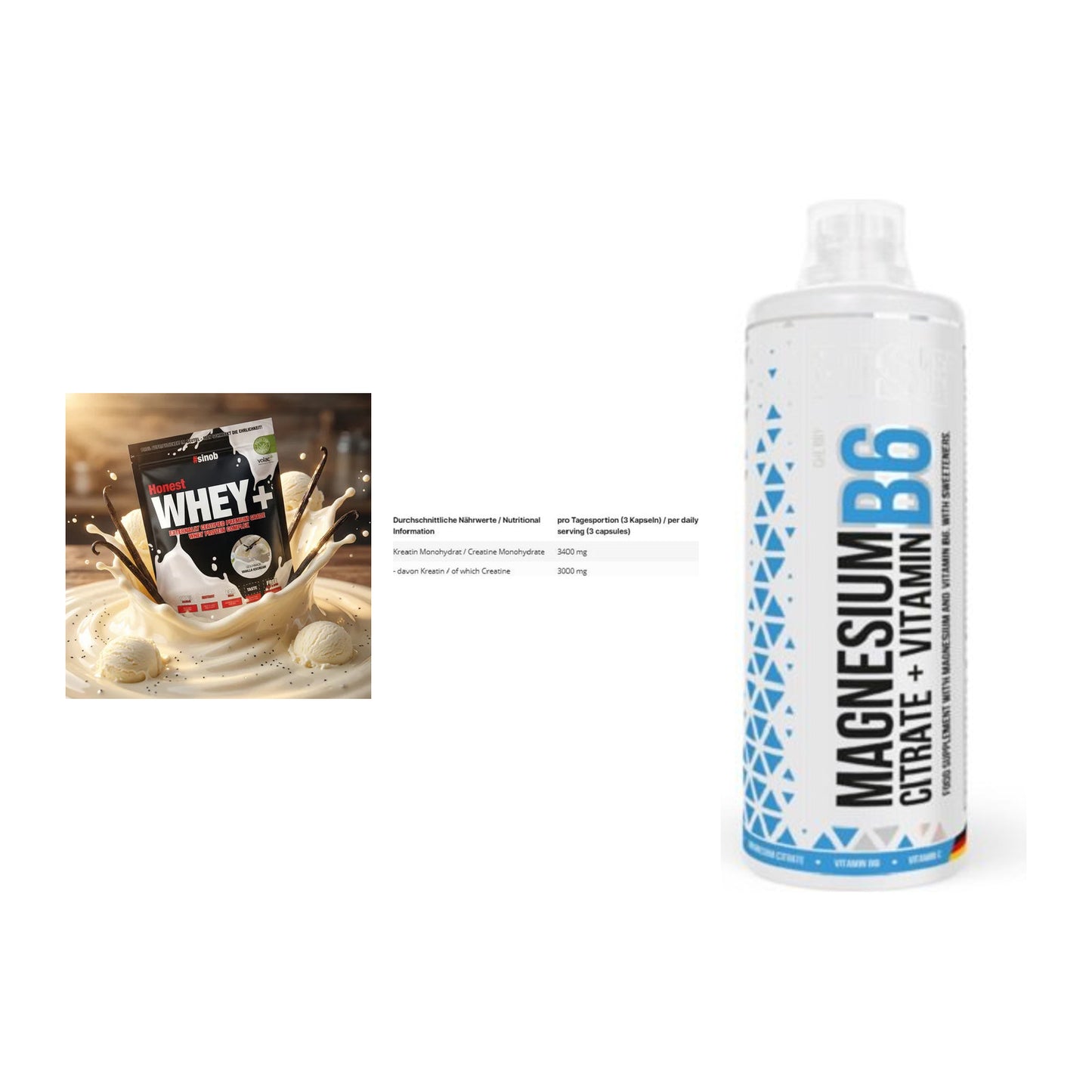 Einsteiger-Set: Sinob Honest + INLEAD Creatine + MST Magnesium B6 – alle enthaltenen Artikel
