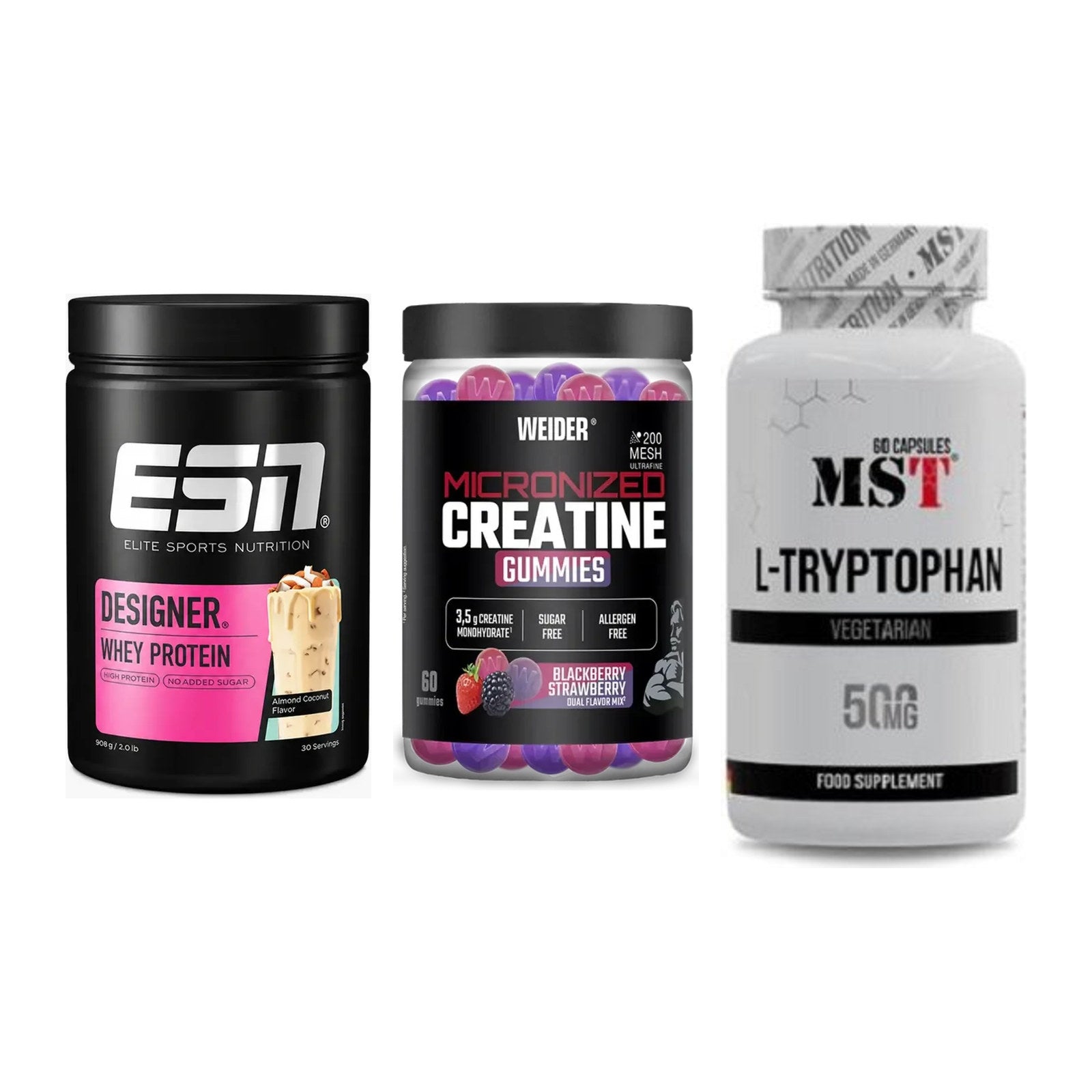 Einsteiger-Set: ESN Designer + Weider Micronize + MST Tryptophan – alle enthaltenen Artikel