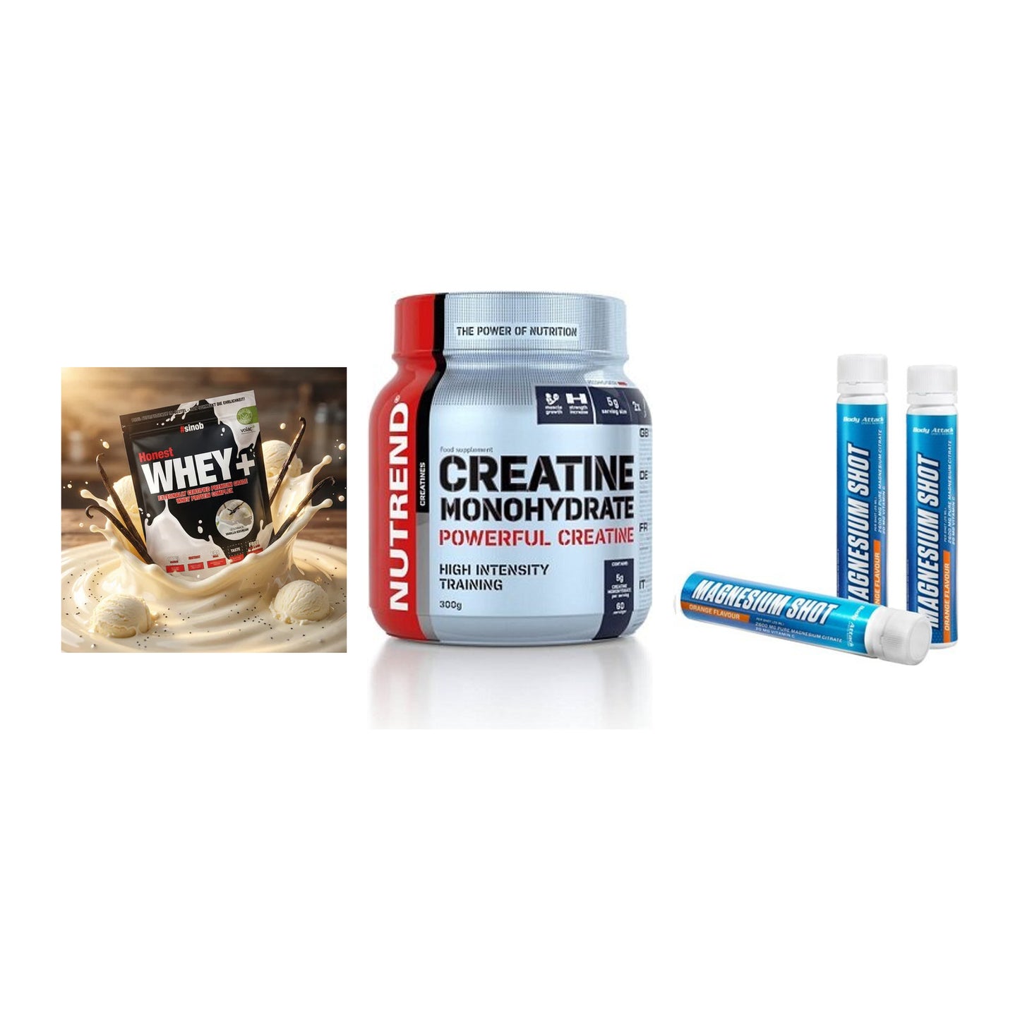 Einsteiger-Set: Sinob Honest + Nutrend Creatine + Body Attack – alle enthaltenen Artikel