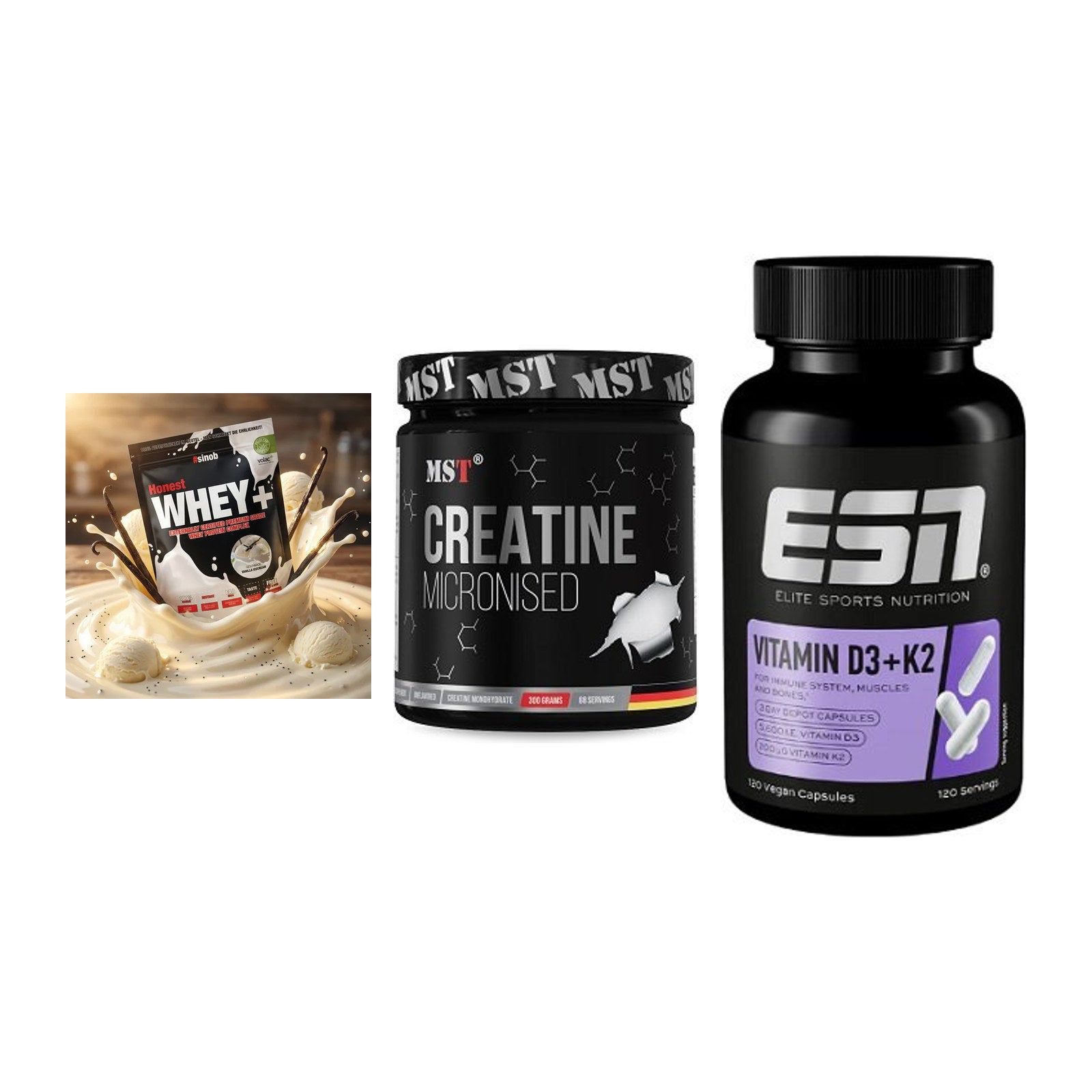 Einsteiger-Set: Sinob Honest + MST Creatin + ESN Vitamin D3 – alle enthaltenen Artikel