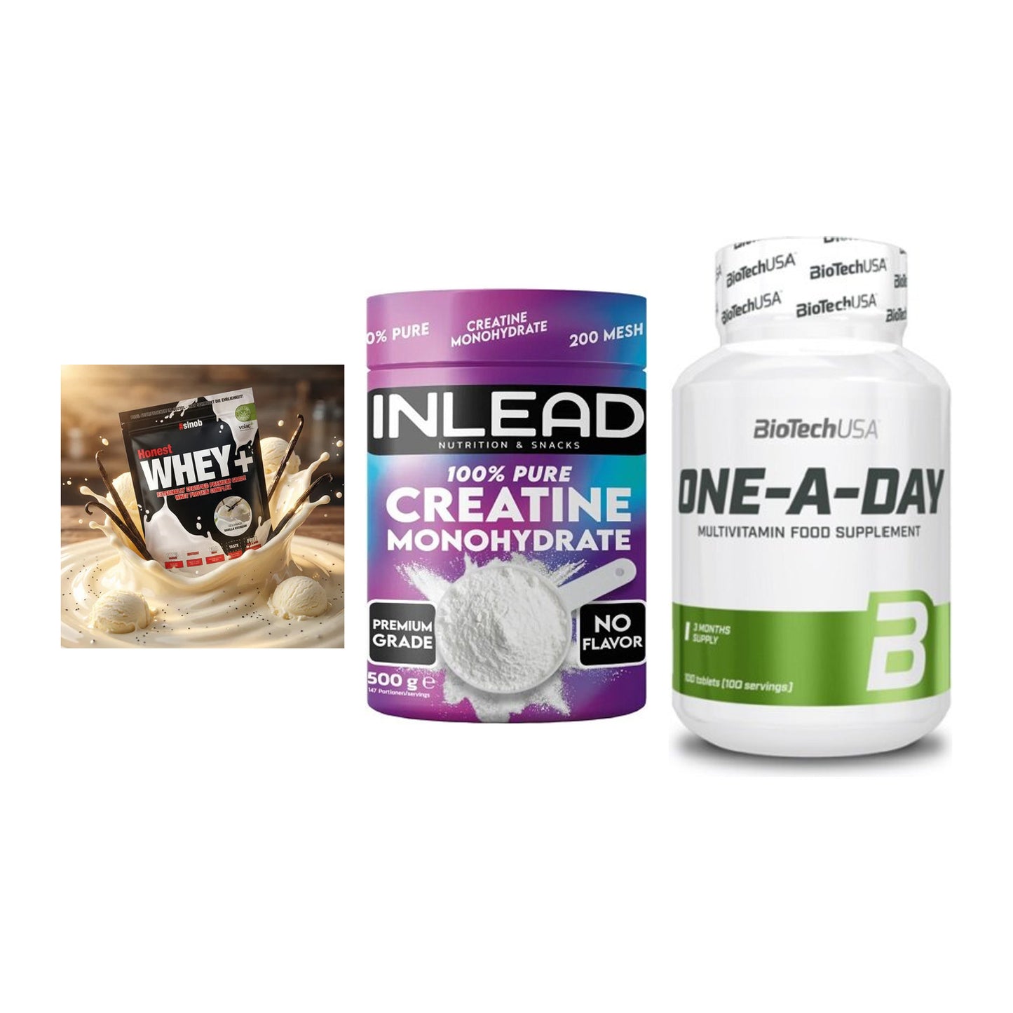 Einsteiger-Set: Sinob Honest + INLEAD Creatine + BioTech One A – alle enthaltenen Artikel