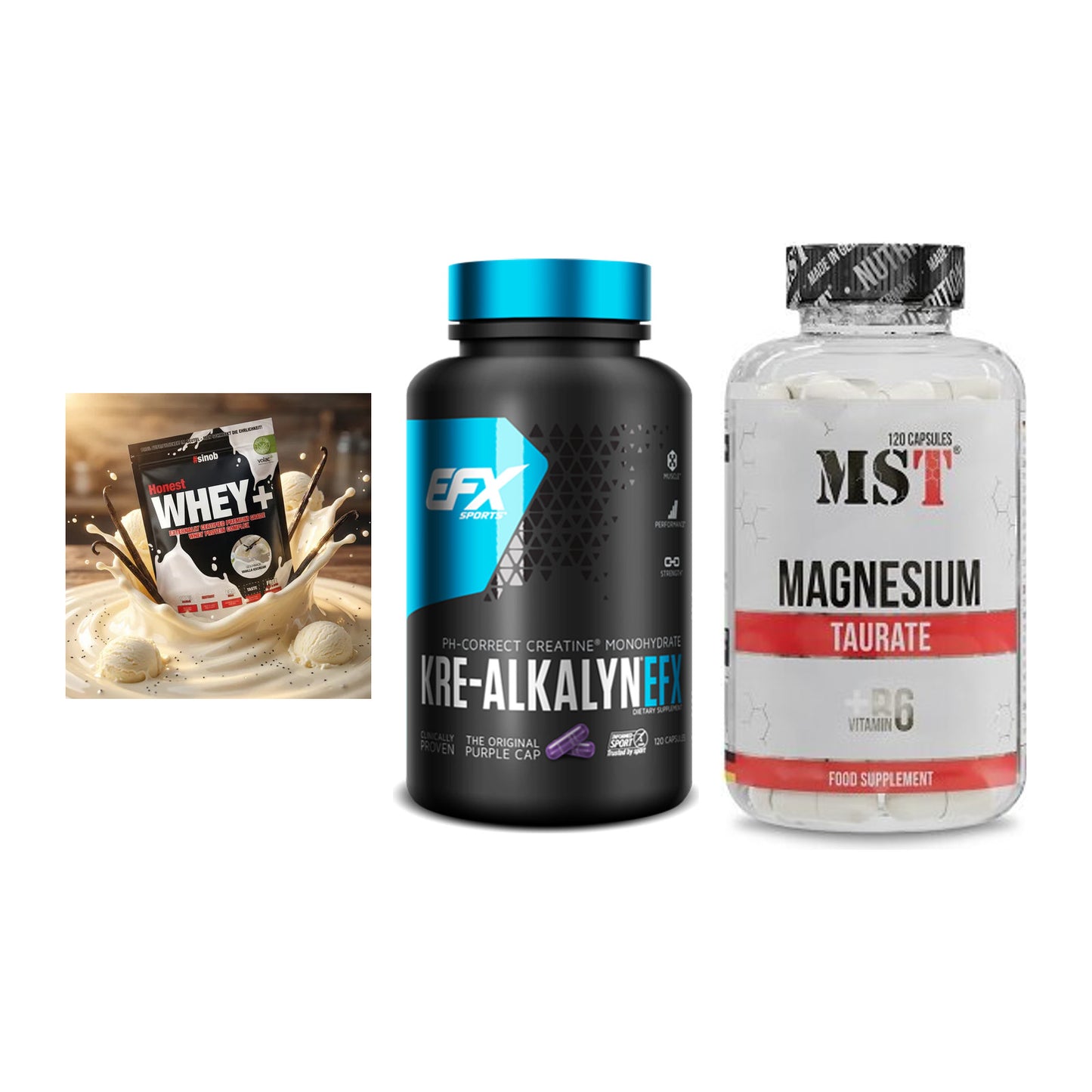 Einsteiger-Set: Sinob Honest + EFX Kre-Alkalyn + MST Magnesium – alle enthaltenen Artikel