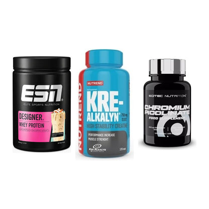 Einsteiger-Set: ESN Designer + Nutrend Kre-Alka + Scitec Chromium – alle enthaltenen Artikel