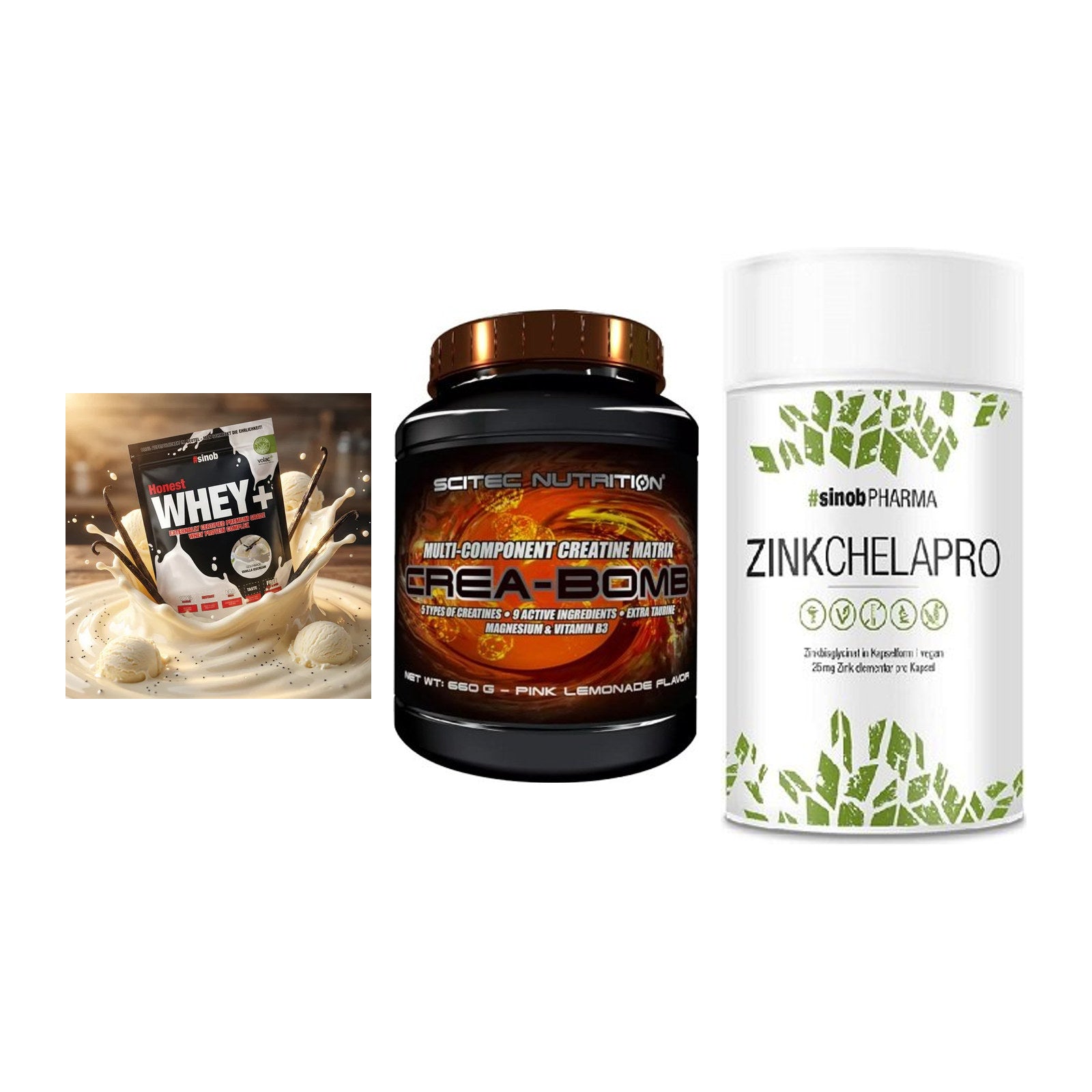 Einsteiger-Set: Sinob Honest + Scitec Crea-Bomb + Sinob Zink – alle enthaltenen Artikel