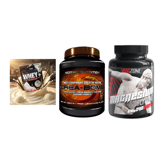 Einsteiger-Set: Sinob Honest + Scitec Crea-Bomb + Big Zone Magnesi – alle enthaltenen Artikel