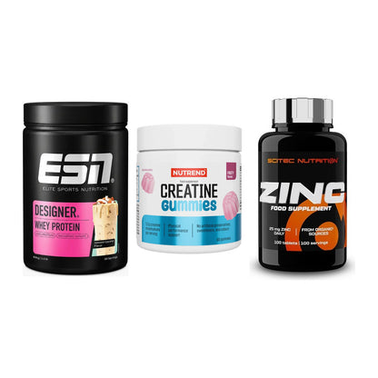 Einsteiger-Set: ESN Designer + Nutrend Creatine + Scitec Zinc – alle enthaltenen Artikel