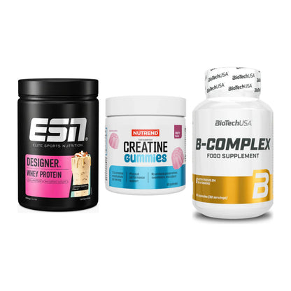 Einsteiger-Set: ESN Designer + Nutrend Creatine + BioTech B – alle enthaltenen Artikel