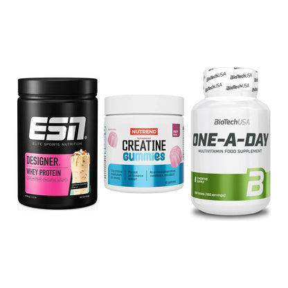 Einsteiger-Set: ESN Designer + Nutrend Creatine + BioTech One A – alle enthaltenen Artikel