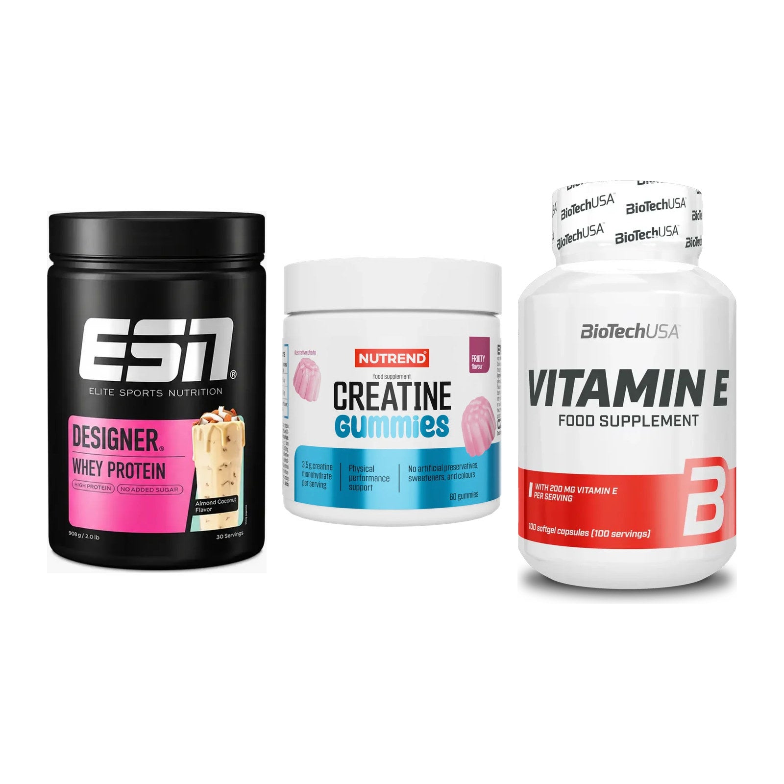 Einsteiger-Set: ESN Designer + Nutrend Creatine + BioTech Vitamin – alle enthaltenen Artikel