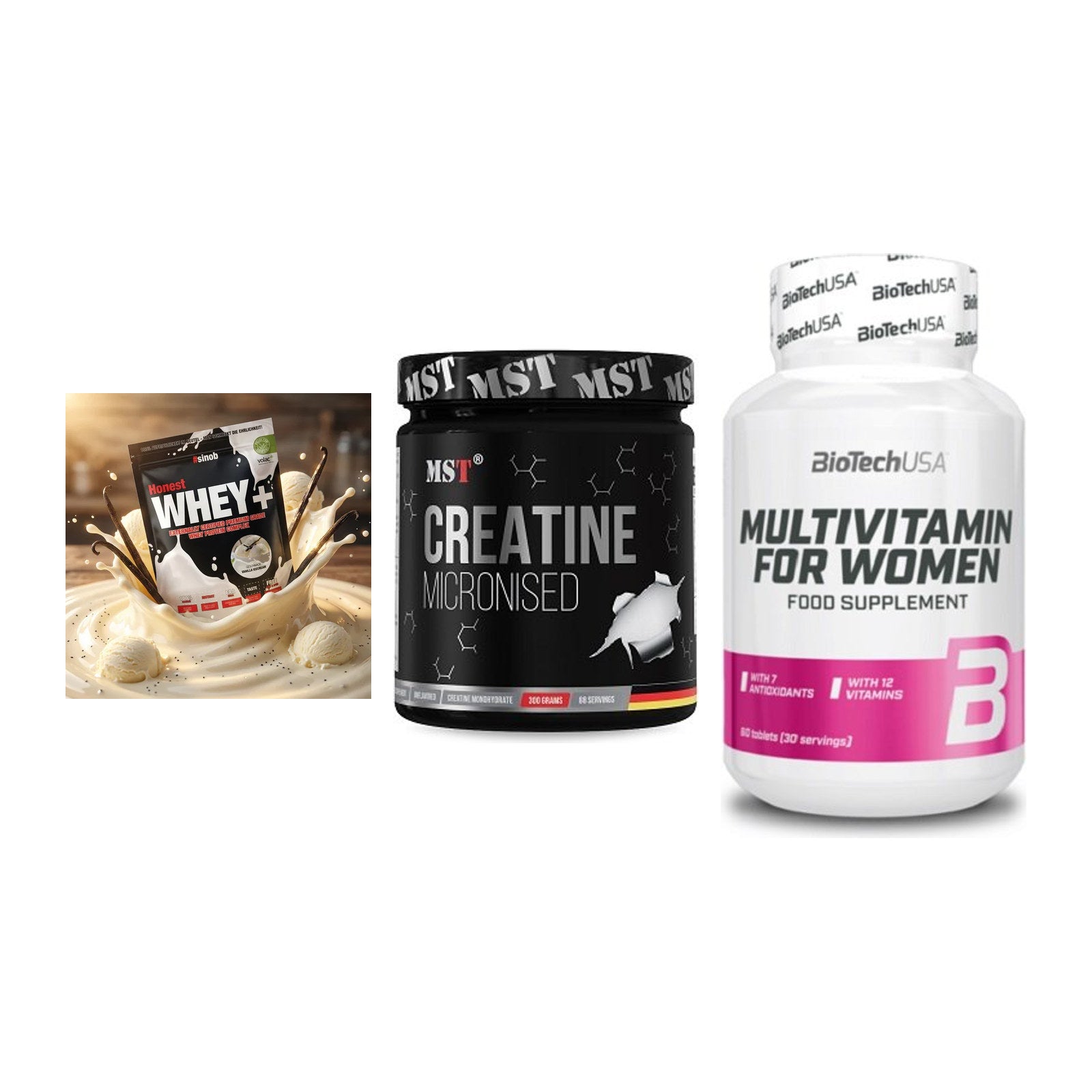 Einsteiger-Set: Sinob Honest + MST Creatin + BioTech Multivit – alle enthaltenen Artikel