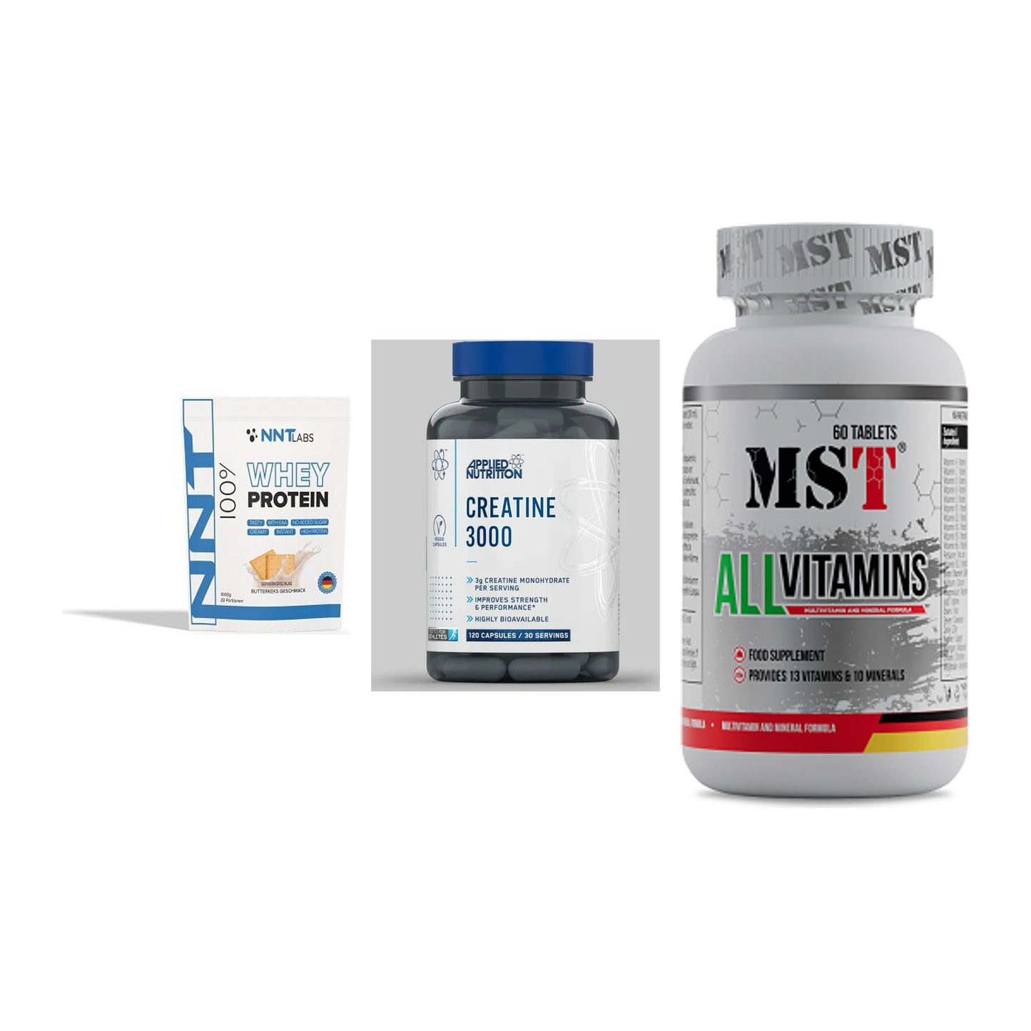 Einsteiger-Set: NNT Whey + Applied Nutritio + MST All Vitamins – alle enthaltenen Artikel
