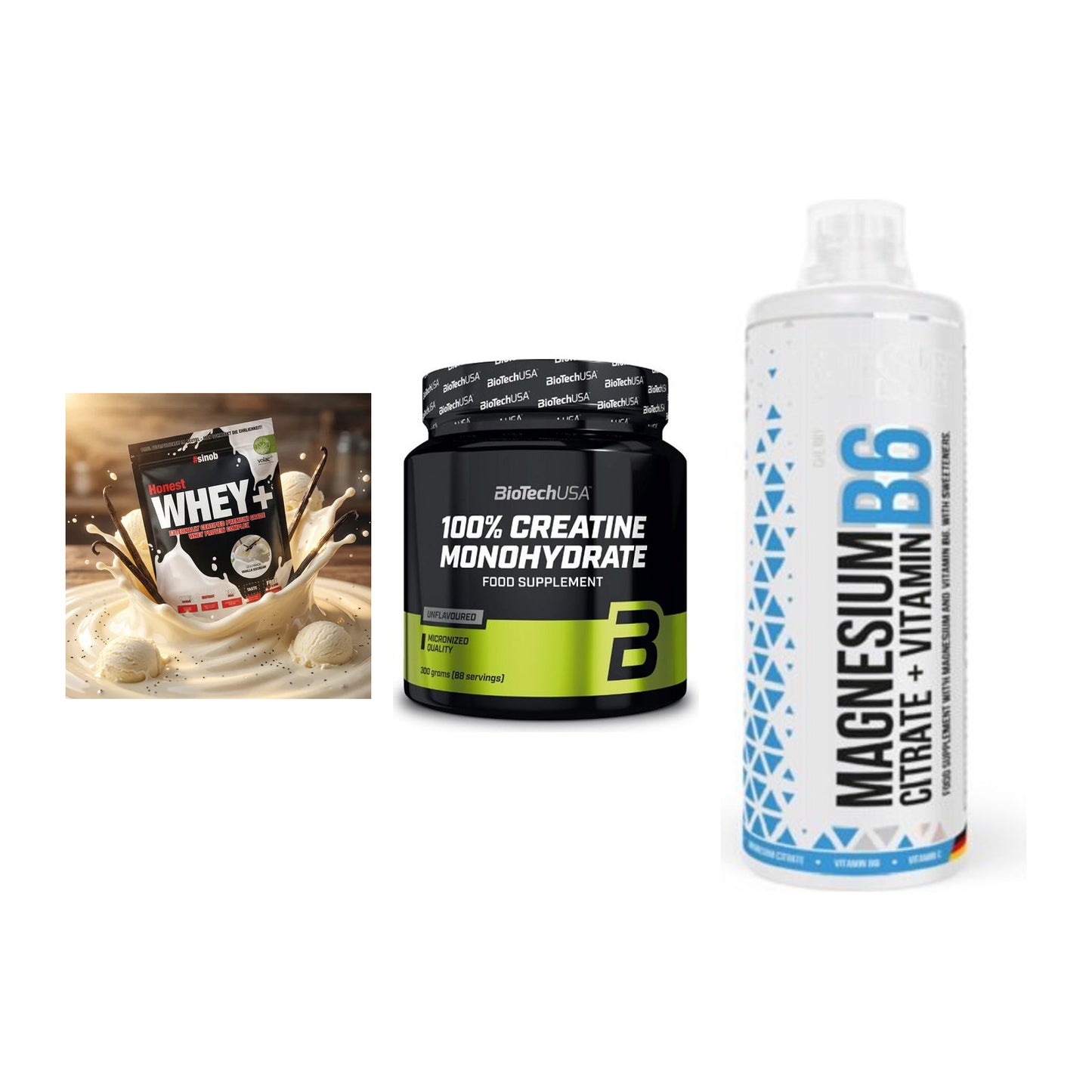 Einsteiger-Set: Sinob Honest + BioTech Creatine + MST Magnesium B6 – alle enthaltenen Artikel