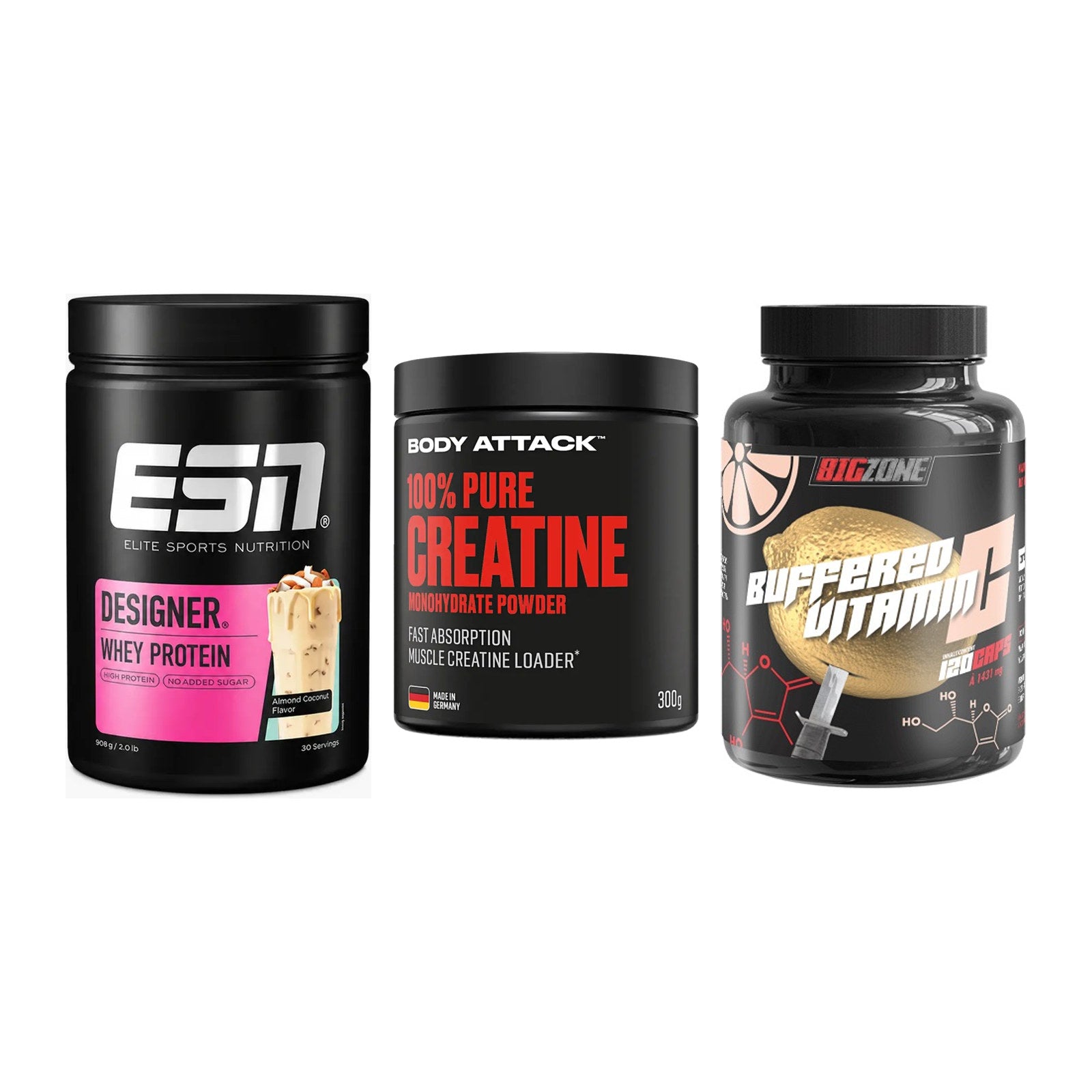 Einsteiger-Set: ESN Designer + Body Attack 100% + Big Zone Buffere – alle enthaltenen Artikel