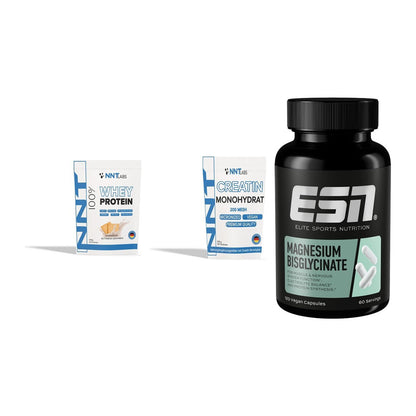 Einsteiger-Set: NNT Whey + NNT Creatin + ESN Magnesium – alle enthaltenen Artikel