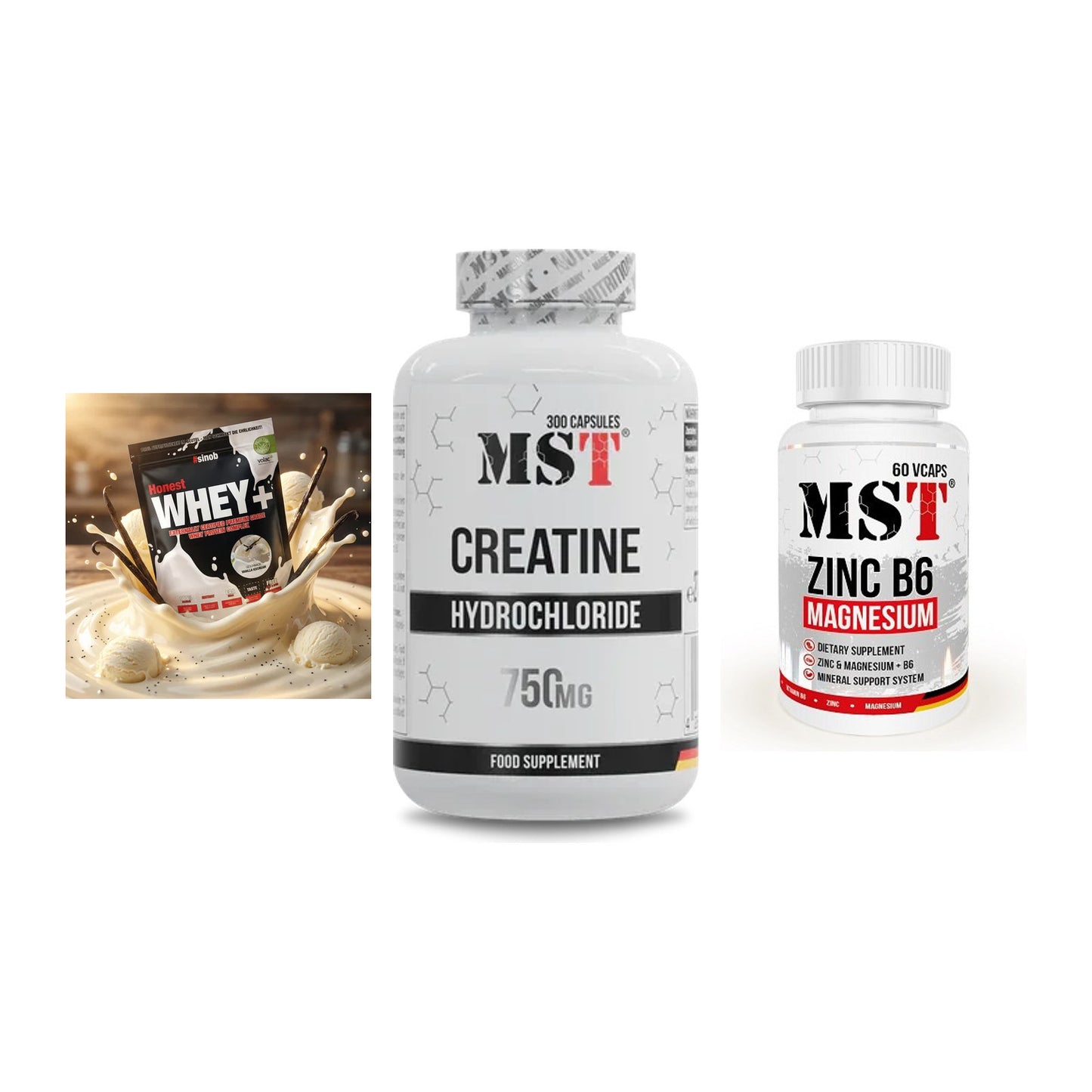 Einsteiger-Set: Sinob Honest + MST Creatine HCL + MST Zinc – alle enthaltenen Artikel