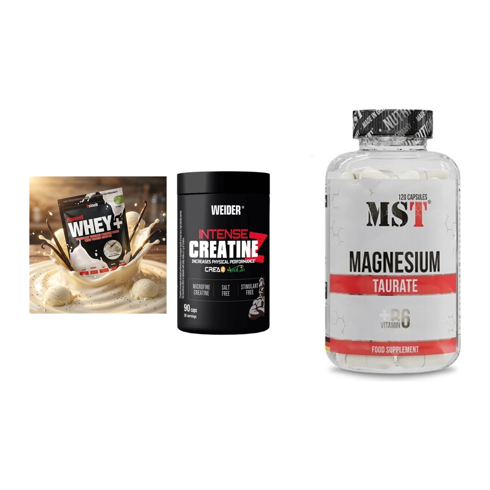 Einsteiger-Set: Sinob Honest + Weider Intense + MST Magnesium – alle enthaltenen Artikel