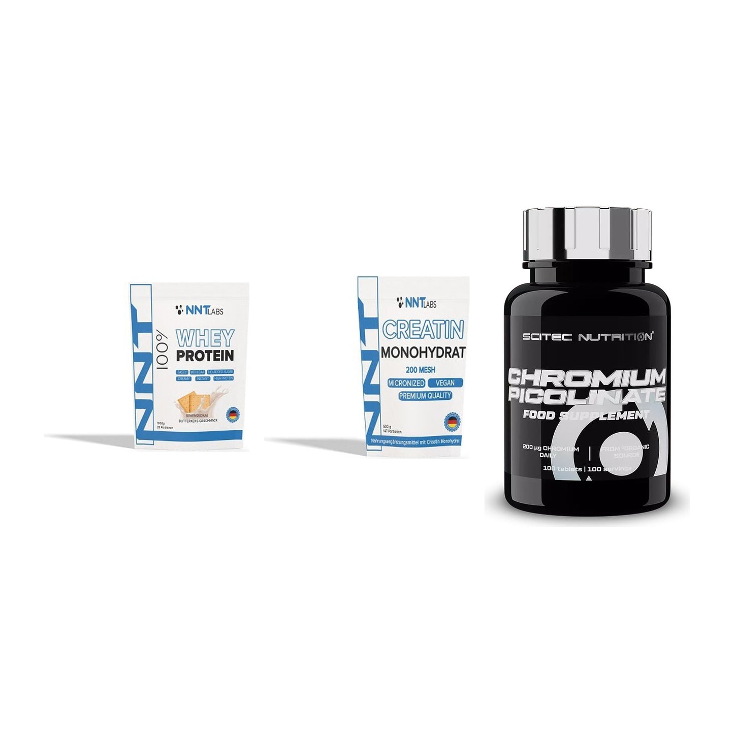 Einsteiger-Set: NNT Whey + NNT Creatin + Scitec Chromium – alle enthaltenen Artikel