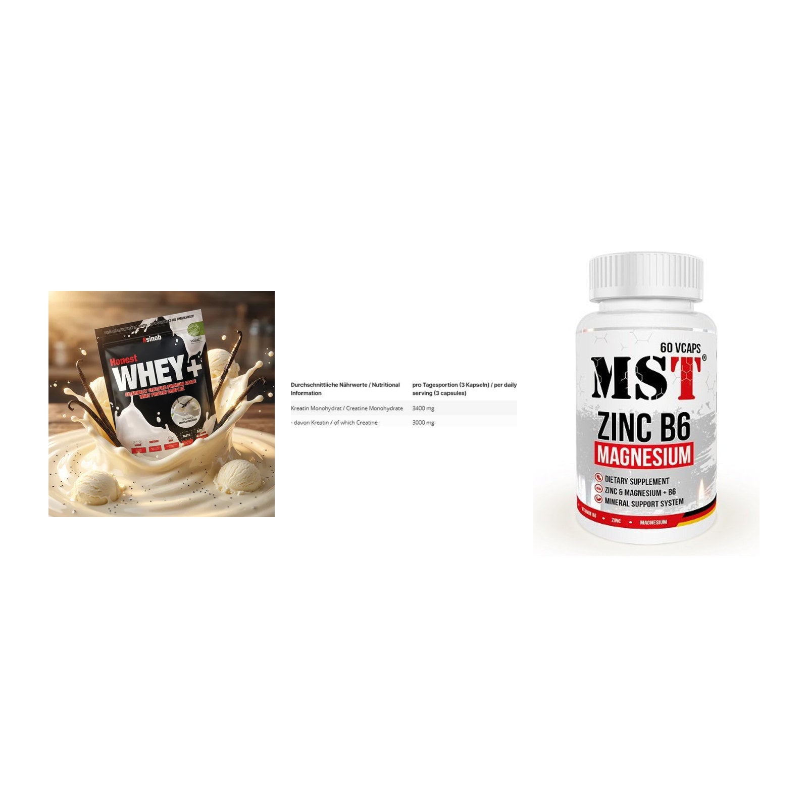 Einsteiger-Set: Sinob Honest + INLEAD Creatine + MST Zinc – alle enthaltenen Artikel