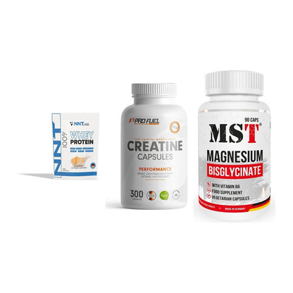 Einsteiger-Set: NNT Whey + ProFuel Creatine + MST Magnesium – alle enthaltenen Artikel