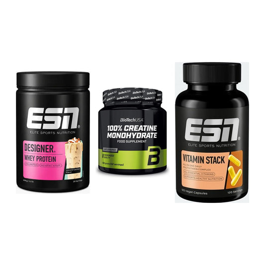 Einsteiger-Set: ESN Designer + BioTech Creatine + ESN Vitamin – alle enthaltenen Artikel