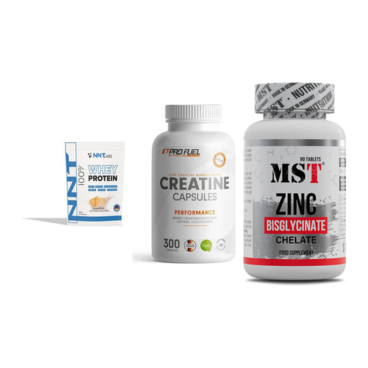 Einsteiger-Set: NNT Whey + ProFuel Creatine + MST Zinc Chelate – alle enthaltenen Artikel