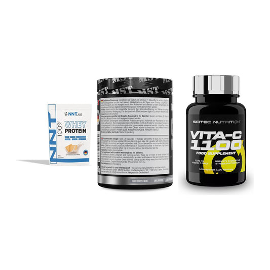 Einsteiger-Set: NNT Whey + MST Creatin + Scitec Vitamin C – alle enthaltenen Artikel