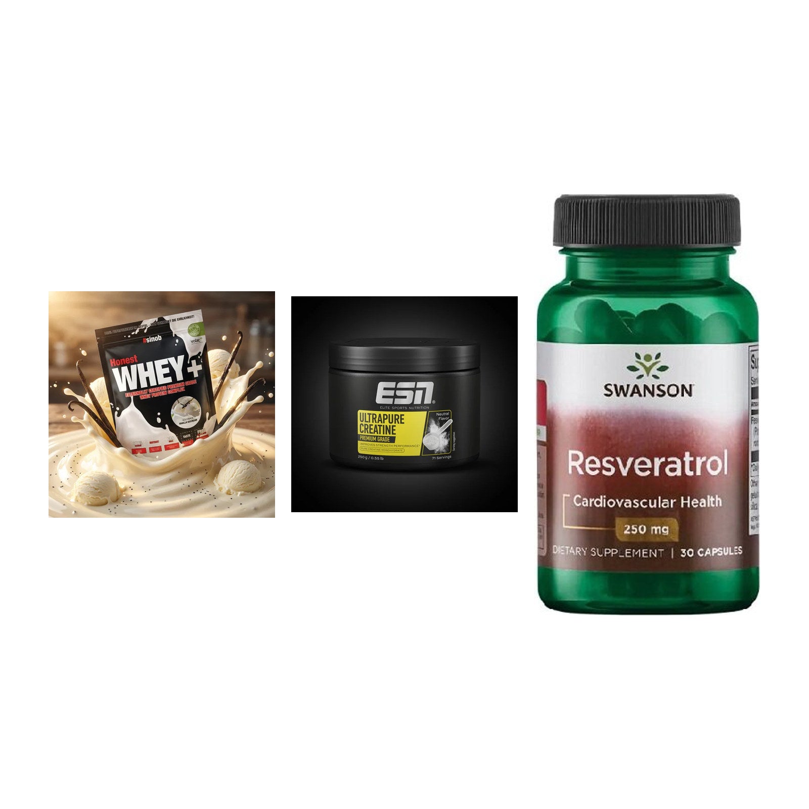 Einsteiger-Set: Sinob Honest + ESN Ultrapure + Swanson Resverat – alle enthaltenen Artikel