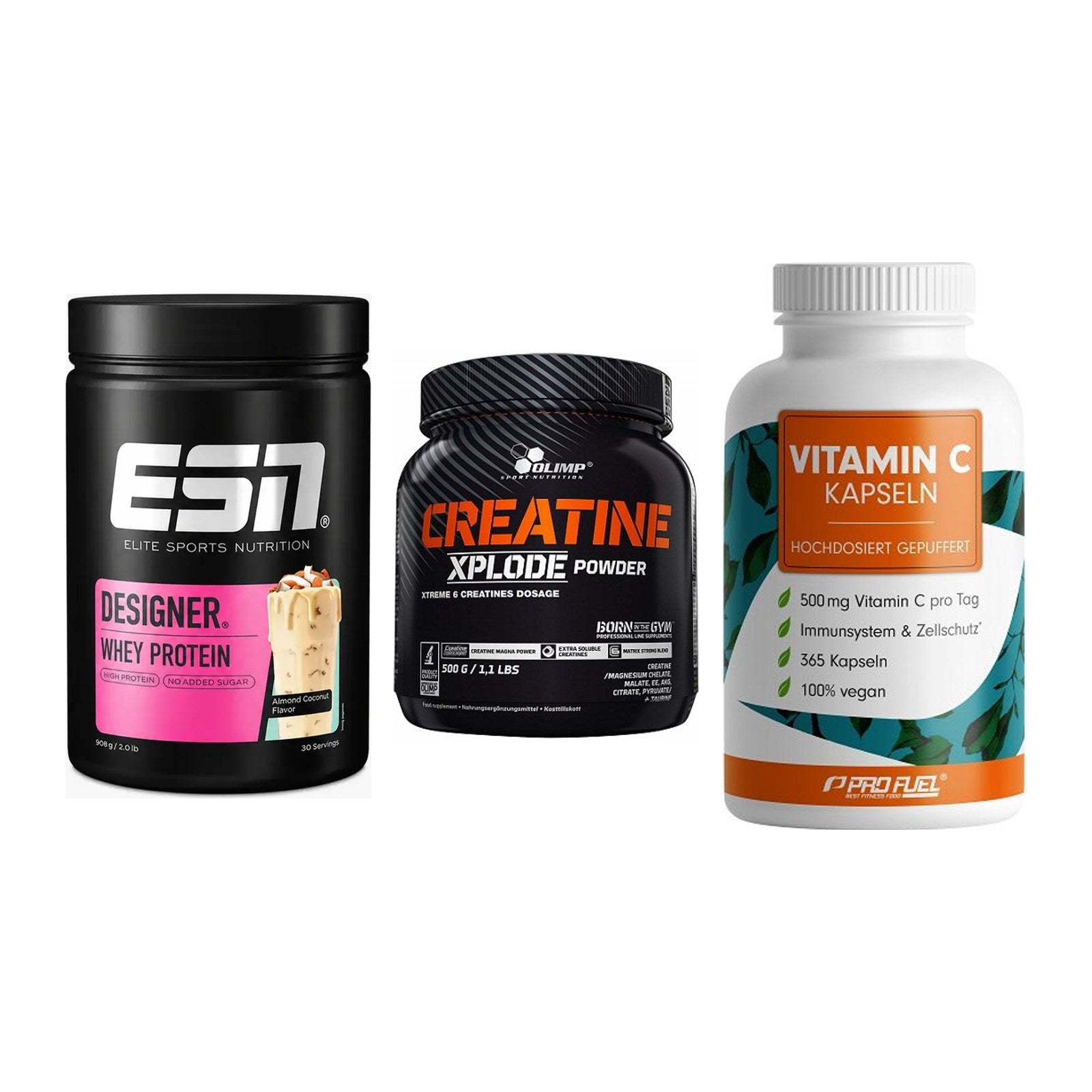 Einsteiger-Set: ESN Designer + Olimp Creatine + ProFuel Vitamin – alle enthaltenen Artikel