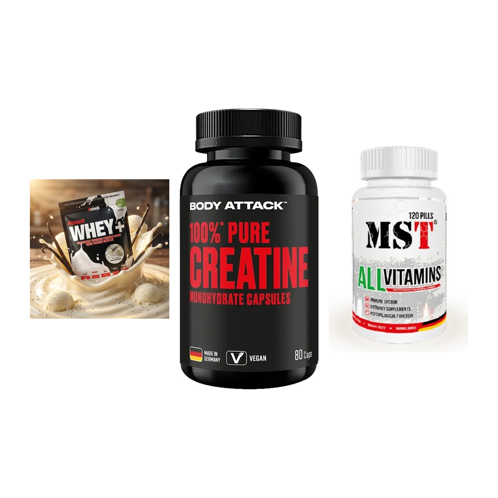 Einsteiger-Set: Sinob Honest + Body Attack 100% + MST All Vitamins – alle enthaltenen Artikel