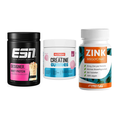 Einsteiger-Set: ESN Designer + Nutrend Creatine + ProFuel Zink – alle enthaltenen Artikel