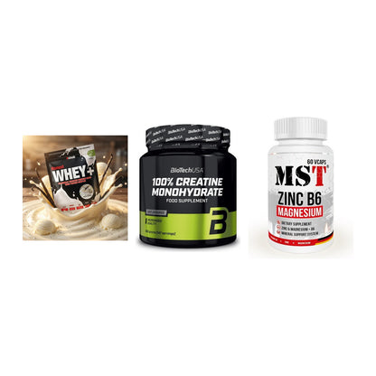 Einsteiger-Set: Sinob Honest + BioTech Creatine + MST Zinc – alle enthaltenen Artikel