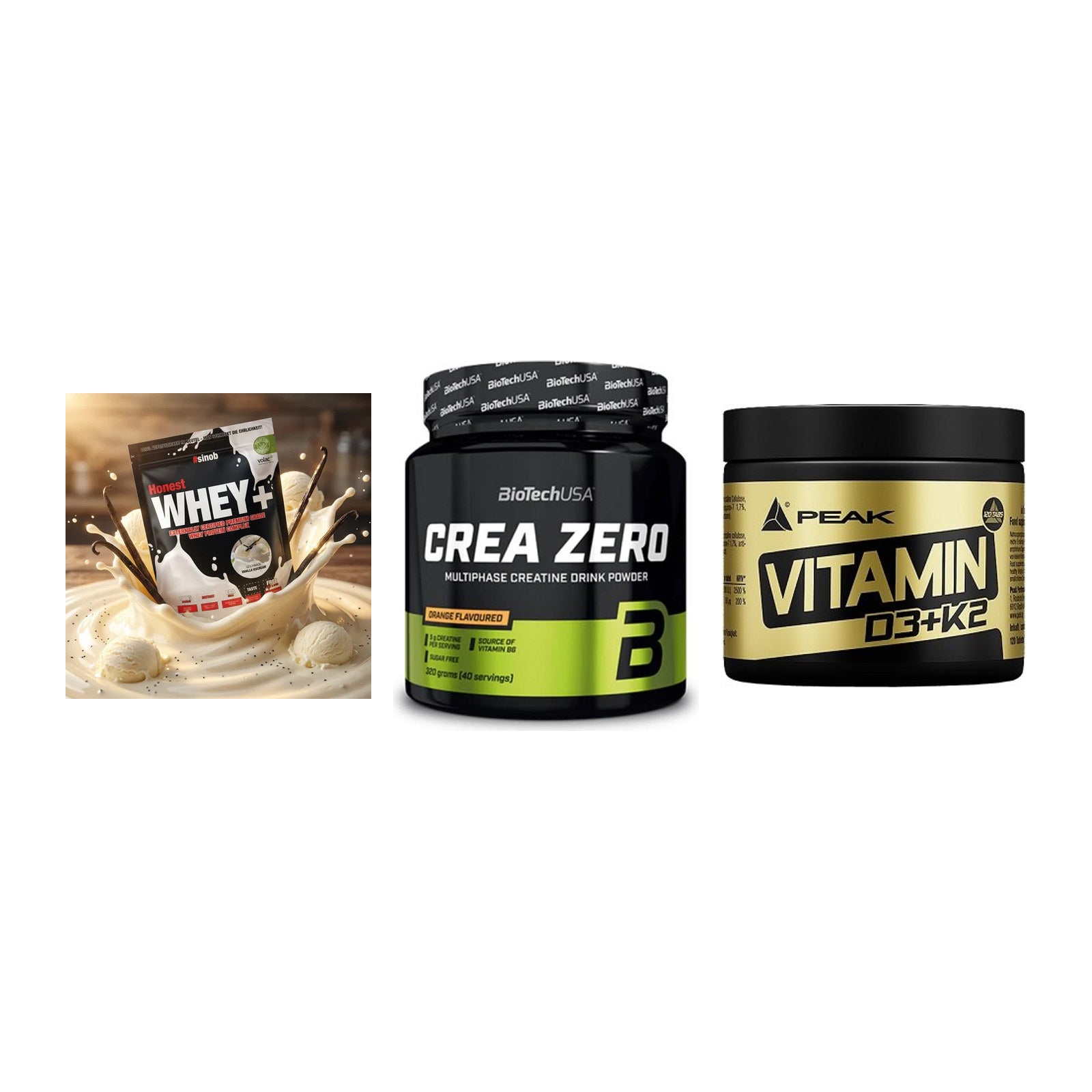 Einsteiger-Set: Sinob Honest + BioTech Crea + Peak Vitamin – alle enthaltenen Artikel