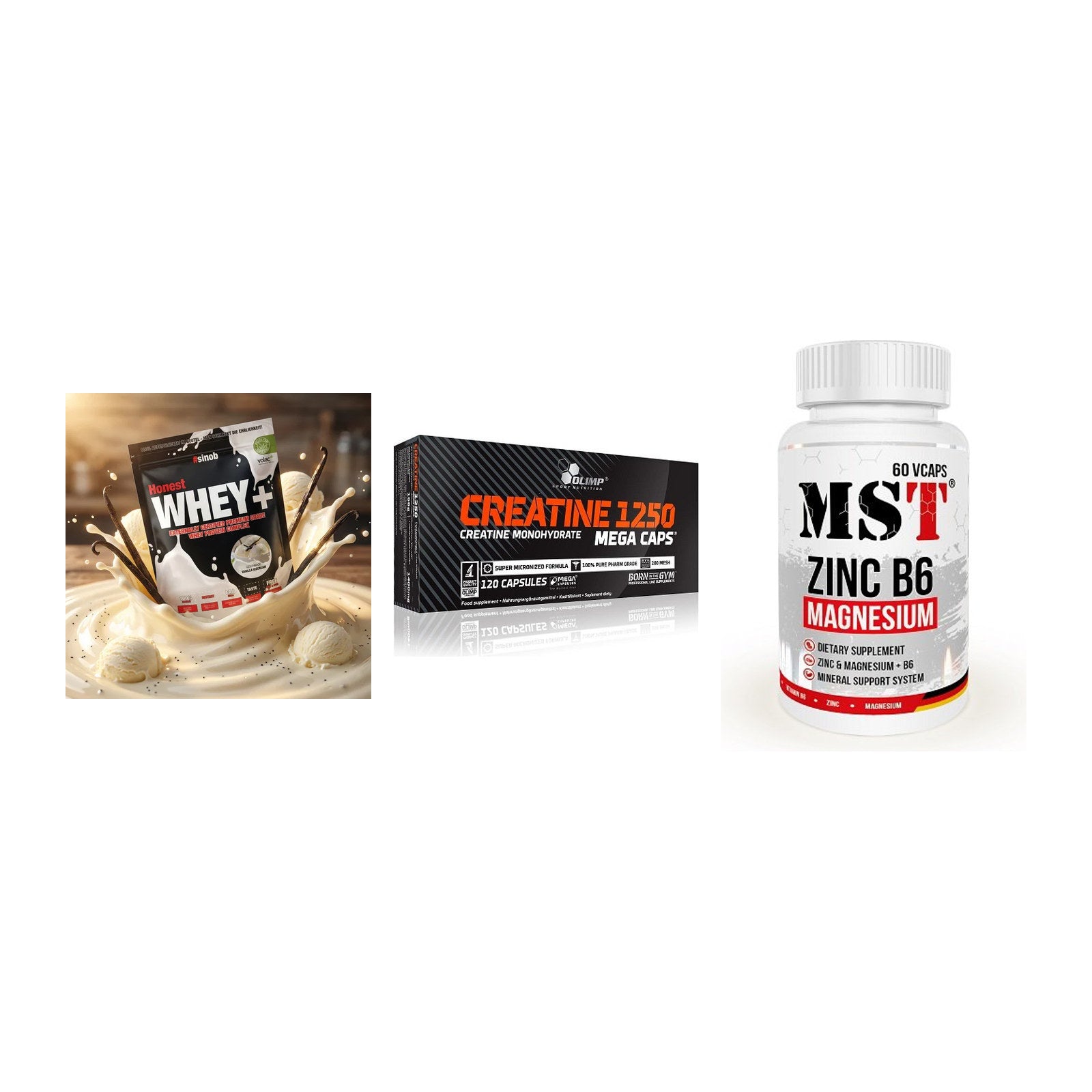 Einsteiger-Set: Sinob Honest + Olimp Creatine + MST Zinc – alle enthaltenen Artikel