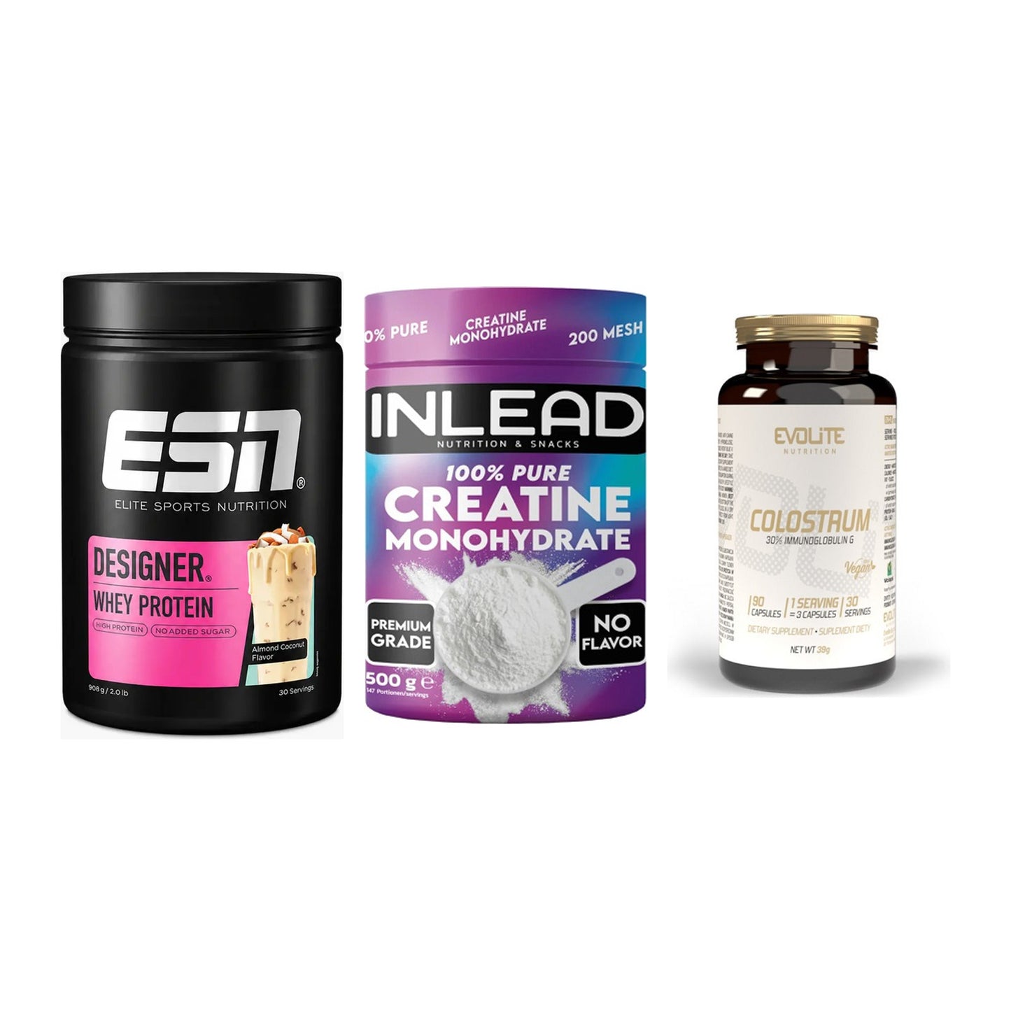 Einsteiger-Set: ESN Designer + INLEAD Creatine + Evolite Nutritio – alle enthaltenen Artikel