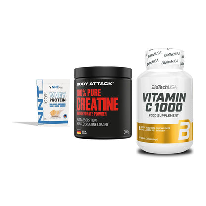 Einsteiger-Set: NNT Whey + Body Attack 100% + BioTech Vitamin – alle enthaltenen Artikel