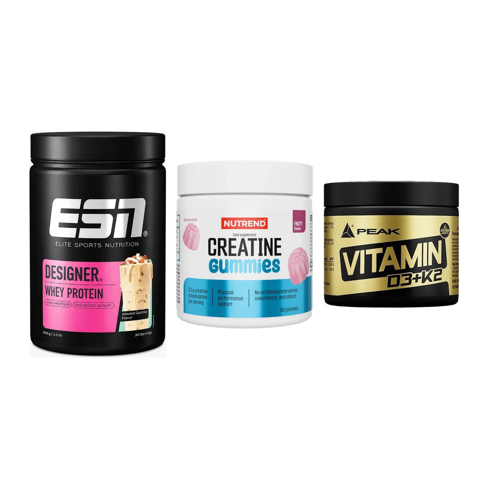 Einsteiger-Set: ESN Designer + Nutrend Creatine + Peak Vitamin – alle enthaltenen Artikel