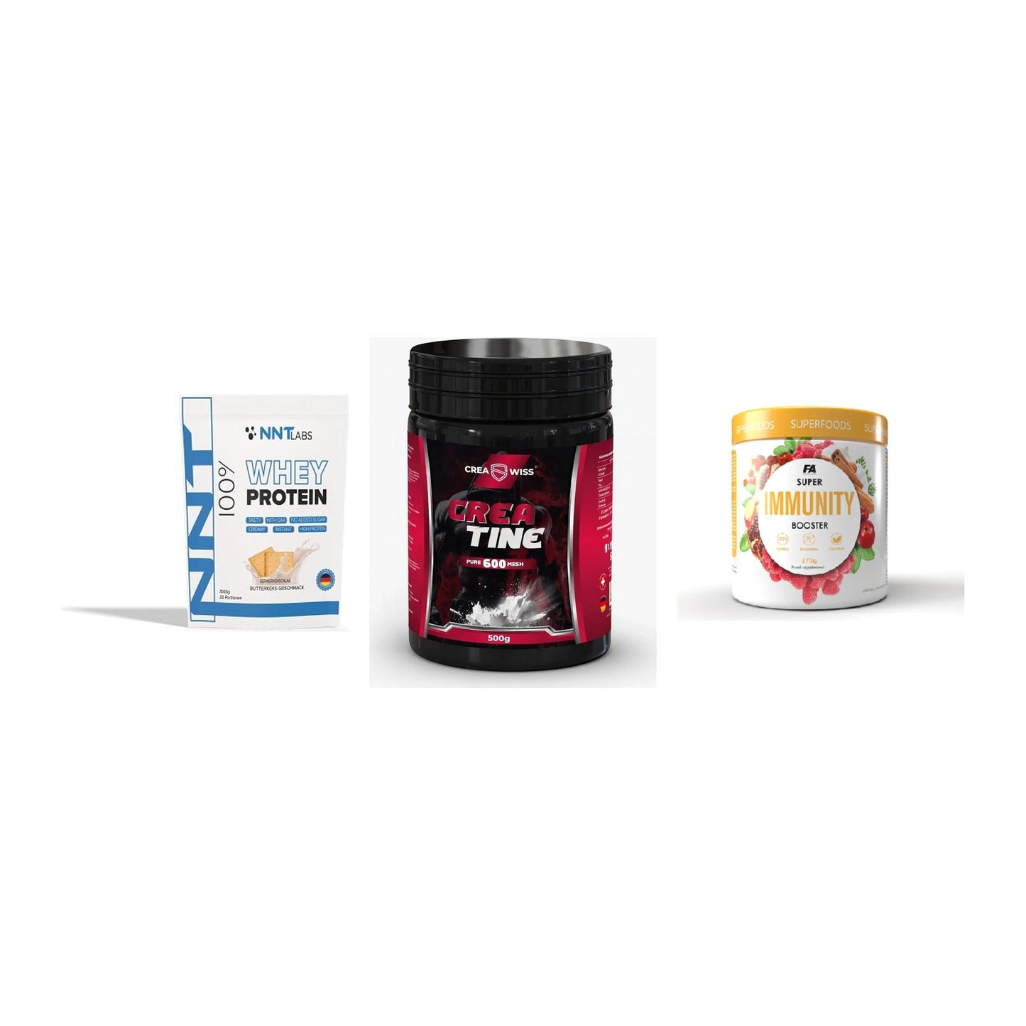 Einsteiger-Set: NNT Whey + CREASWISS + FA Nutrition – alle enthaltenen Artikel