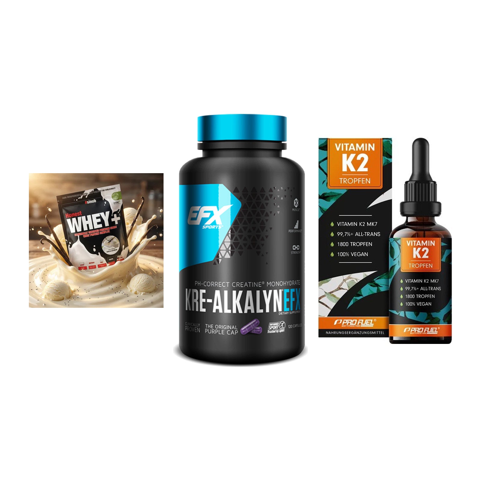 Einsteiger-Set: Sinob Honest + EFX Kre-Alkalyn + ProFuel Vitamin – alle enthaltenen Artikel