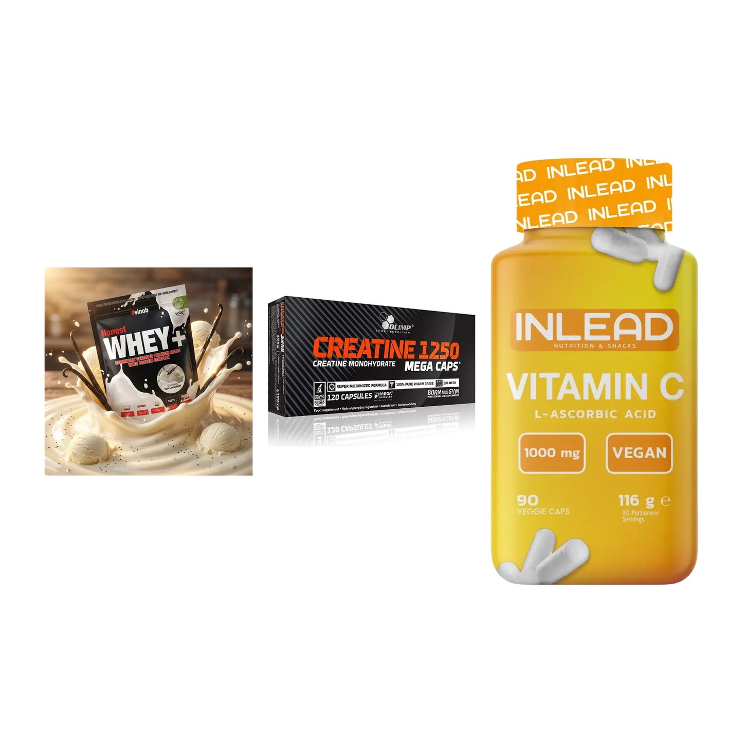 Einsteiger-Set: Sinob Honest + Olimp Creatine + INLEAD Vitamin C – alle enthaltenen Artikel