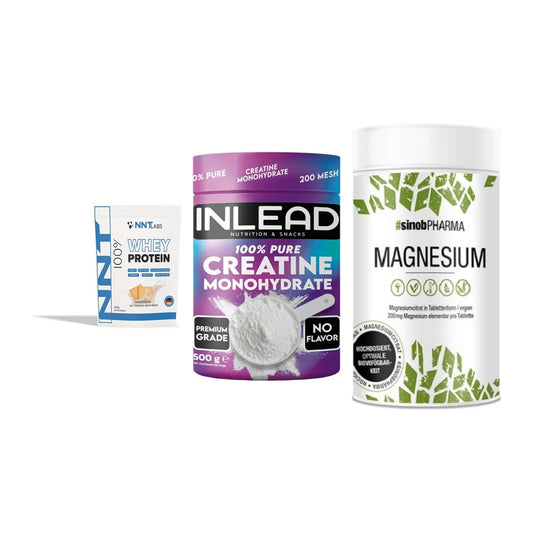 Einsteiger-Set: NNT Whey + INLEAD Creatine + Sinob Magnesium – alle enthaltenen Artikel