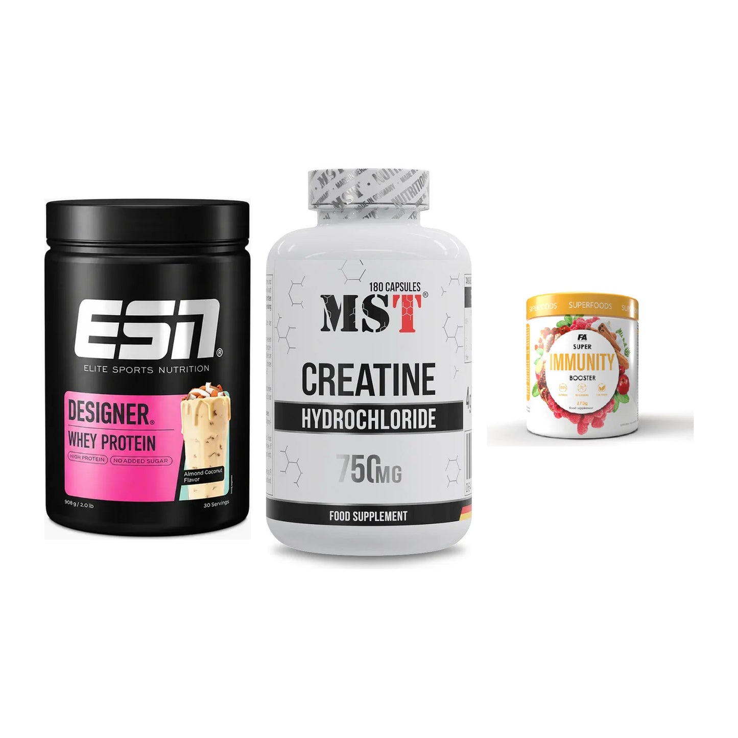 Einsteiger-Set: ESN Designer + MST Creatine HCL + FA Nutrition – alle enthaltenen Artikel