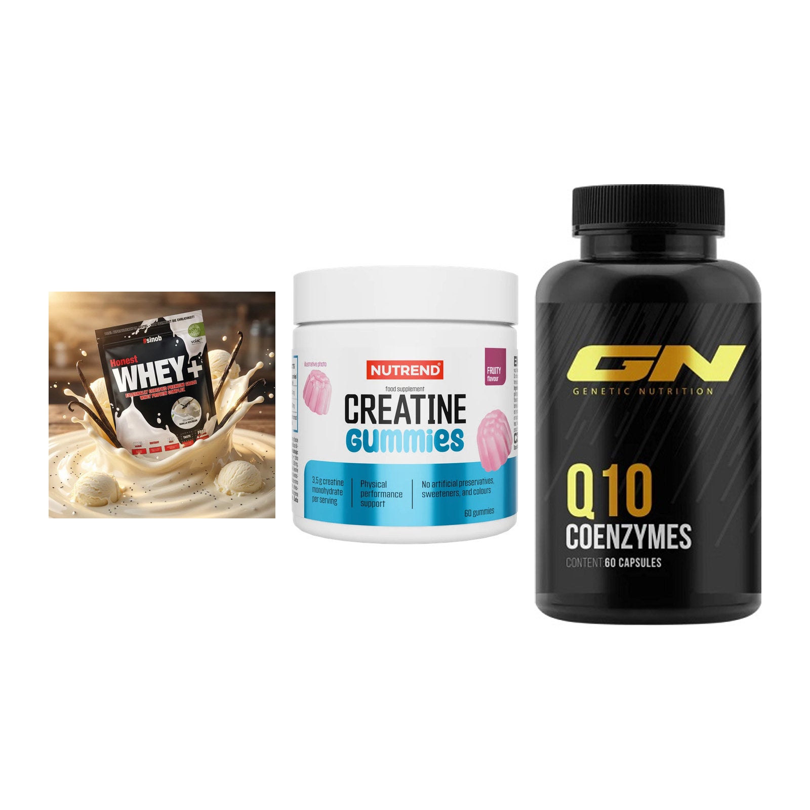 Einsteiger-Set: Sinob Honest + Nutrend Creatine + GN Q10 Health – alle enthaltenen Artikel