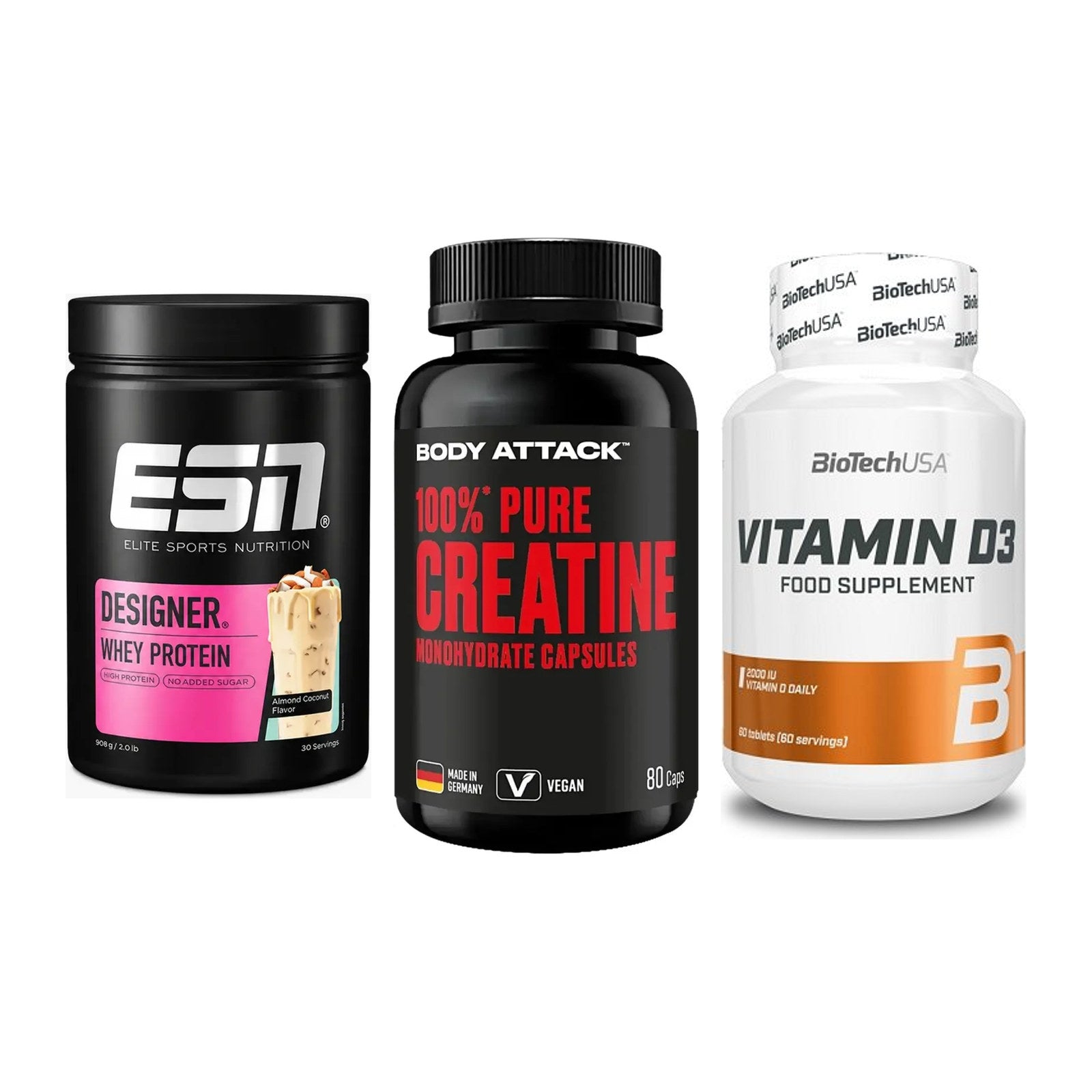 Einsteiger-Set: ESN Designer + Body Attack 100% + BioTech Vitamin – alle enthaltenen Artikel